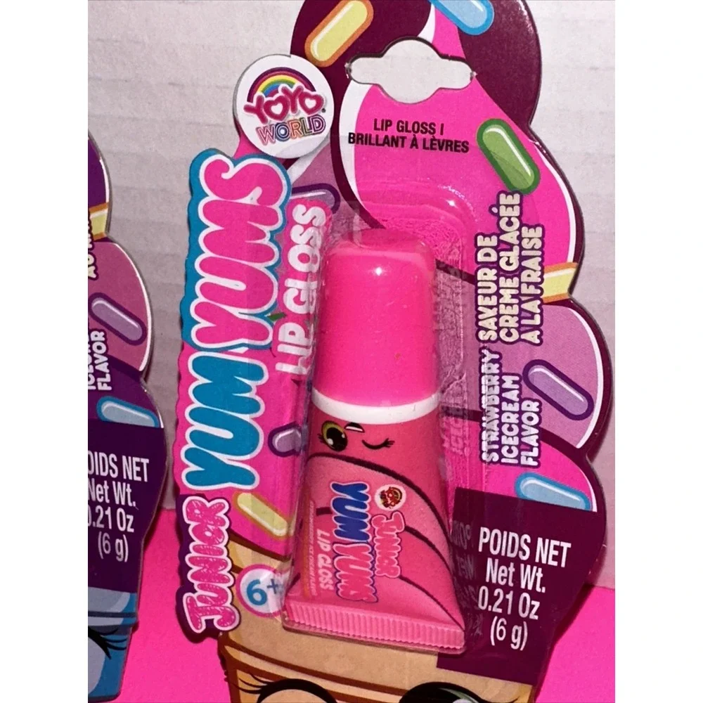 Junior Yum Yums Lip Gloss Set Yoyo World Grape Strawberry Ice Cream 2 Pack NEW